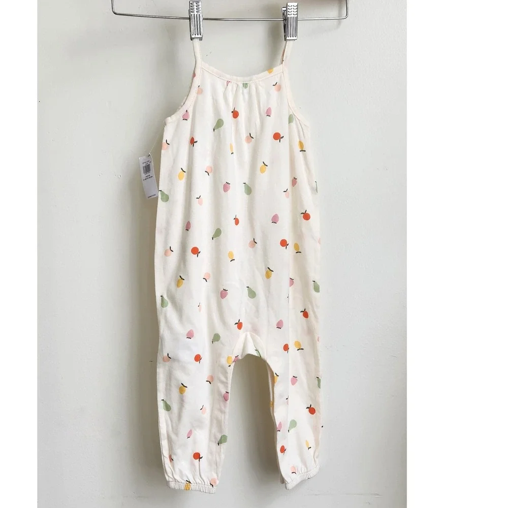 Old Navy Fruit Print Romper Toddler Girls 18-24M Cream NWT Sleeveless Cotton